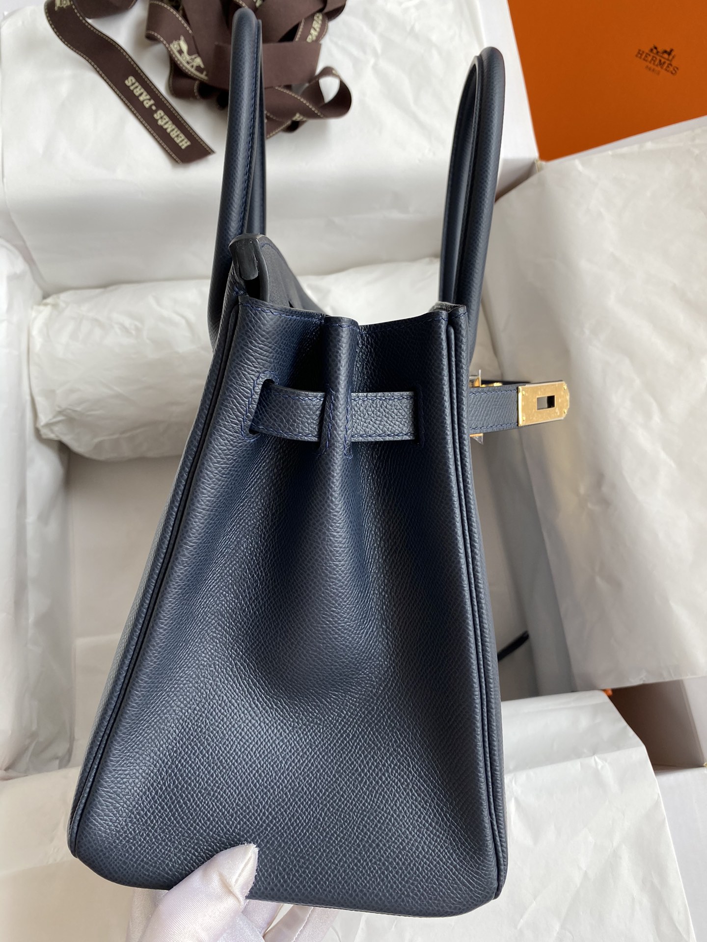 Hermes Birkin 35CM Epsom Leather Handbag Dark Blue